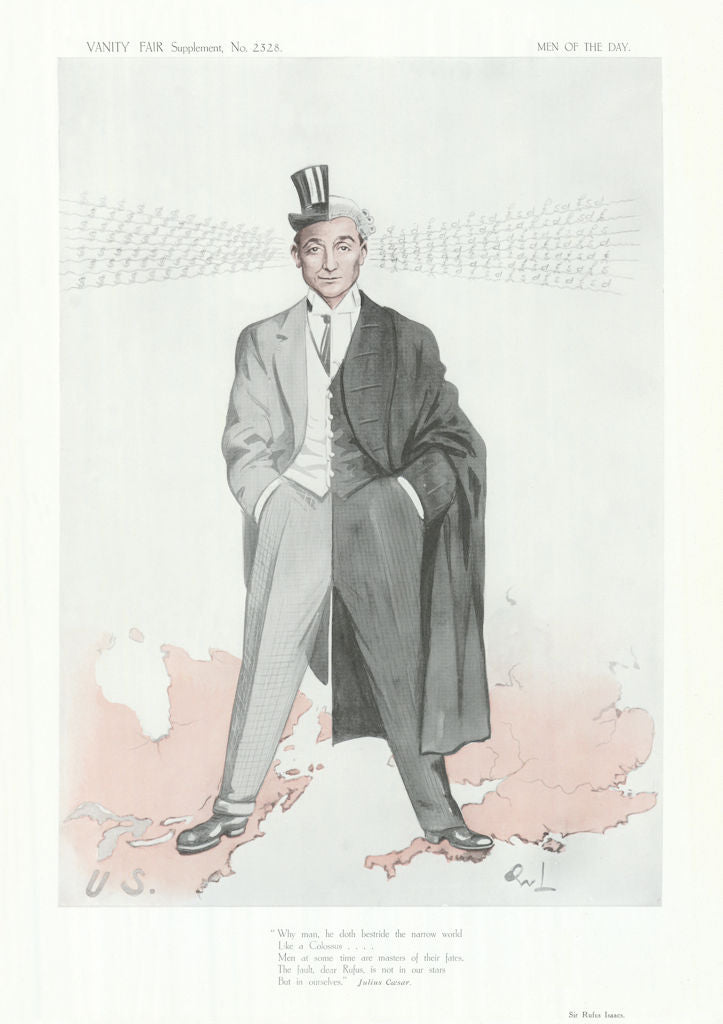 VANITY FAIR SPY CARTOON Rufus Isaacs 'Why Man, He doth bestride the…' 1913